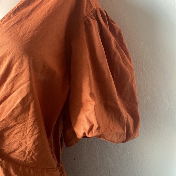 And Now This Women’s Burnt Orange Bell Ruffled Mid Sleeve Dress - Picture 4 of 9